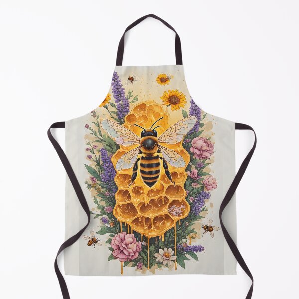 Item preview, Botanical Honeycomb Bee Art for Garden Lovers designed and sold by owi-art.