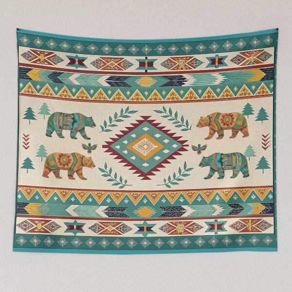 Item preview, Native American Bears Floor Mat, Throw Blanket designed and sold by candiscamera.