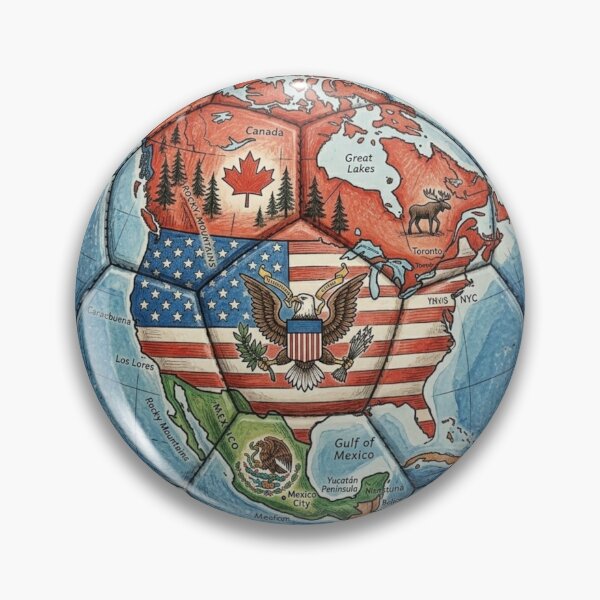 Item preview, North America Map Soccer Ball – Canada USA Mexico Football Design designed and sold by droidtech.