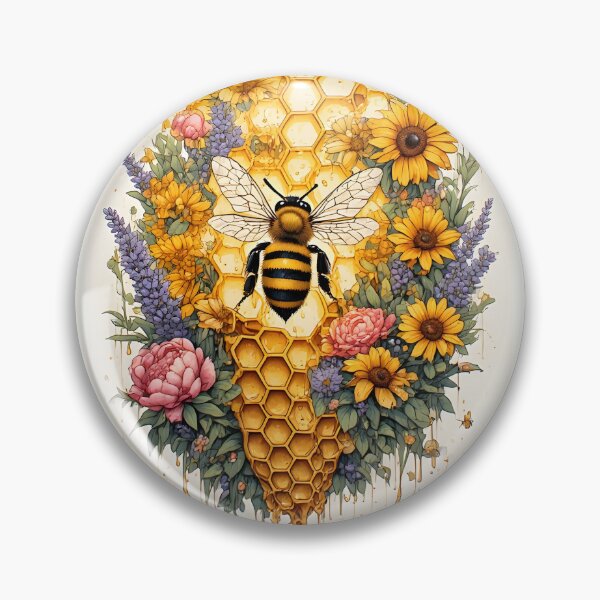 Item preview, Botanical Honeycomb Bee Art for Garden Lovers designed and sold by owi-art.
