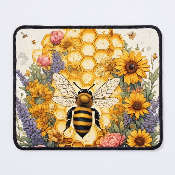 Item preview, Botanical Honeycomb Bee Art for Garden Lovers designed and sold by owi-art.