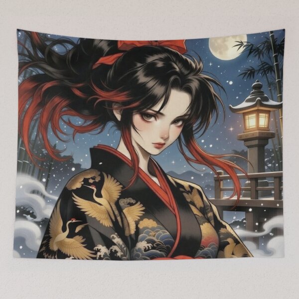 Item preview, Full Moon Crane Kimono Beauty6 designed and sold by RadaQueen.