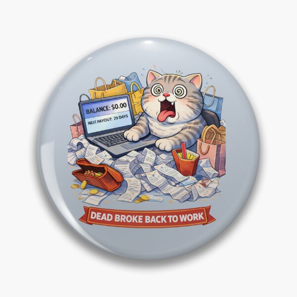 Item preview, Dead Broke Back to Work – Funny Cat Adulting Humor, Petsa De Peligro Meme, Side Hustle Reality designed and sold by Mindworx21.