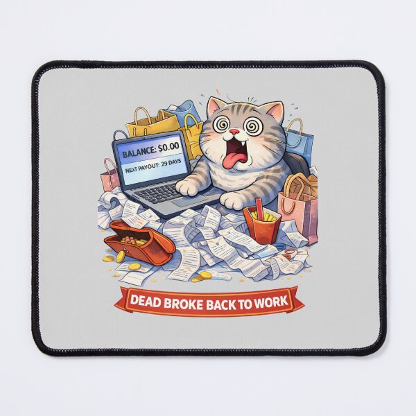 Item preview, Dead Broke Back to Work – Funny Cat Adulting Humor, Petsa De Peligro Meme, Side Hustle Reality designed and sold by Mindworx21.