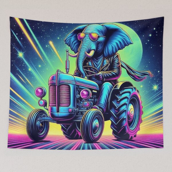 Item preview, Cosmic Elephant Rider – Futuristic Tractor Design designed and sold by Dogandesighn.