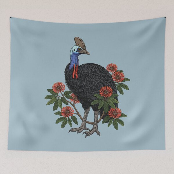 Item preview, Southern Cassowary in a Botanical Bird Art Illustration designed and sold by BirdsnStuff.