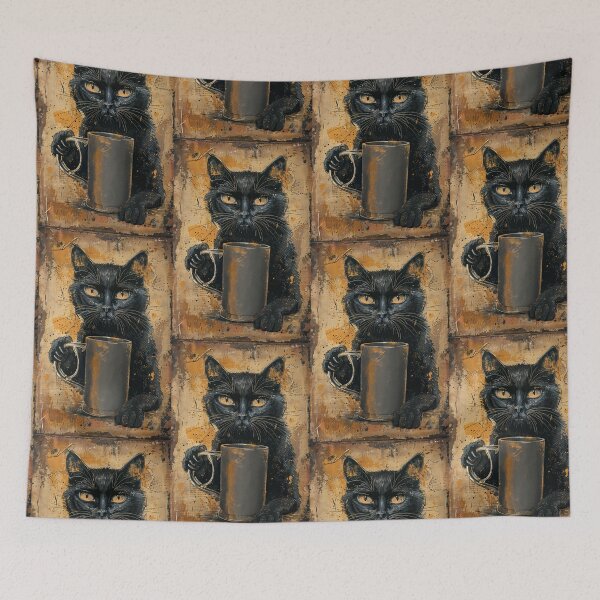 Item preview, Thirsty Black Cat Holding Beer designed and sold by Erika Kaisersot.
