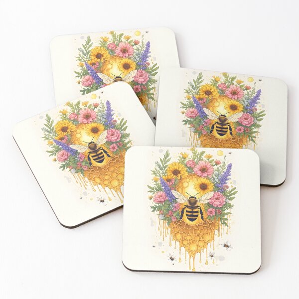 Item preview, Whimsical Honeycomb Bee Floral Art for Nature Lovers designed and sold by owi-art.