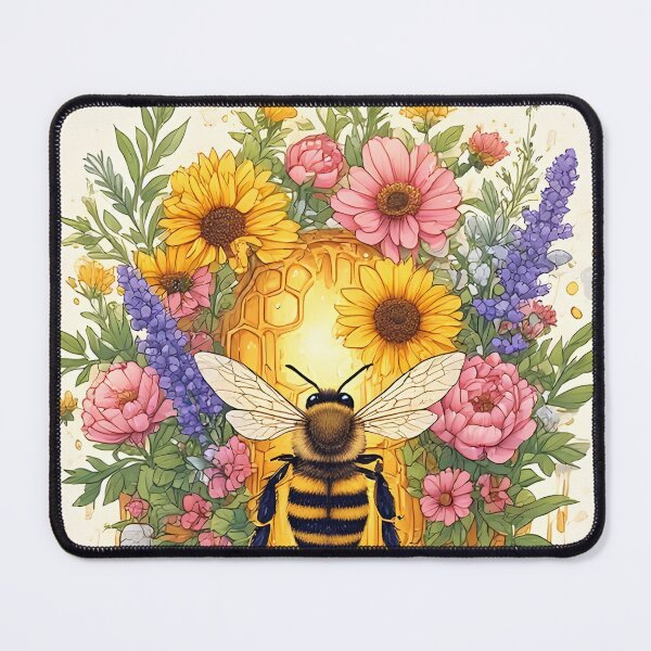 Item preview, Whimsical Honeycomb Bee Floral Art for Nature Lovers designed and sold by owi-art.