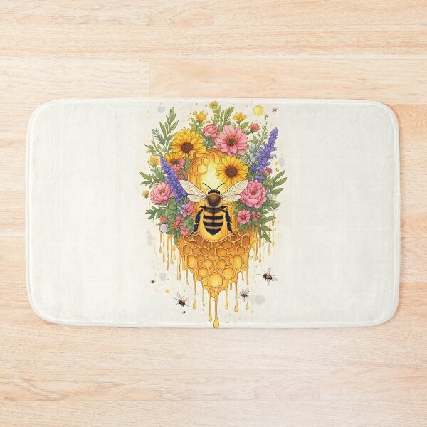 Item preview, Whimsical Honeycomb Bee Floral Art for Nature Lovers designed and sold by owi-art.