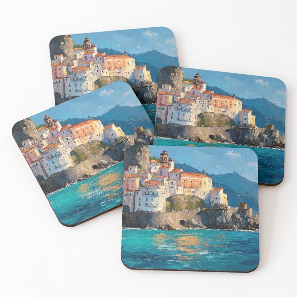 Item preview, Amalfi Cliffside Village with Mountains and Blue Sea designed and sold by daila70.