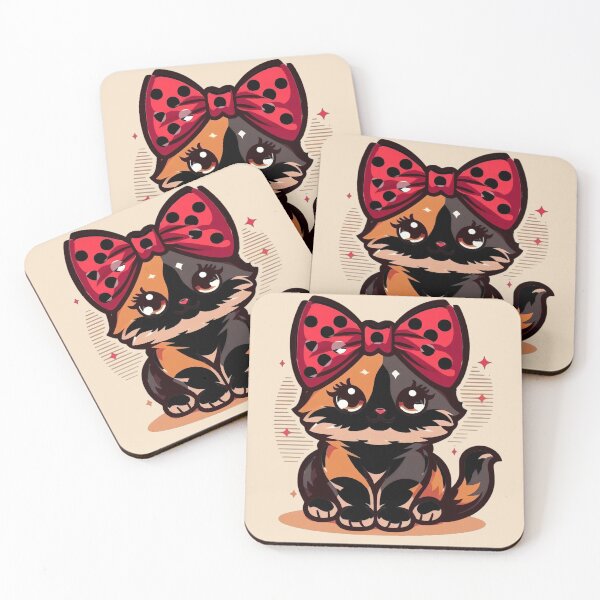 Item preview, Kawaii Calico Kitty with Polka Dot Bow designed and sold by CloudyCatArt.