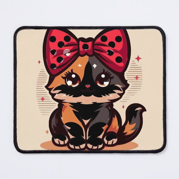 Item preview, Kawaii Calico Kitty with Polka Dot Bow designed and sold by CloudyCatArt.