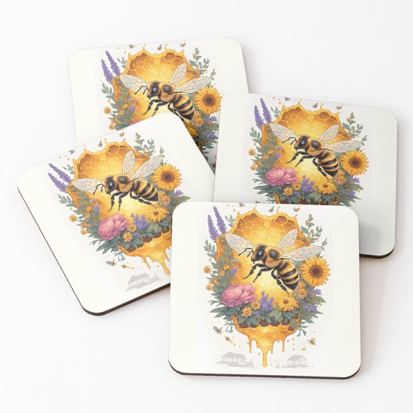 Item preview, Floral Honeybee Honeycomb Art for Nature Enthusiasts designed and sold by owi-art.