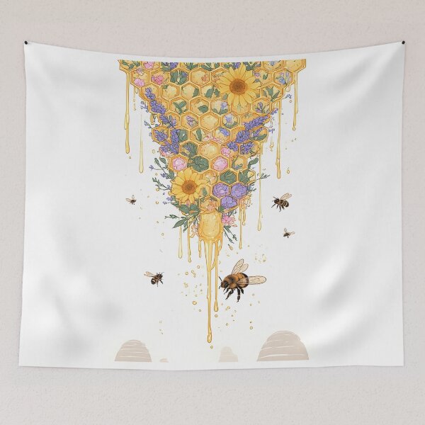 Item preview, Floral Honeybee Honeycomb Art for Nature Enthusiasts designed and sold by owi-art.