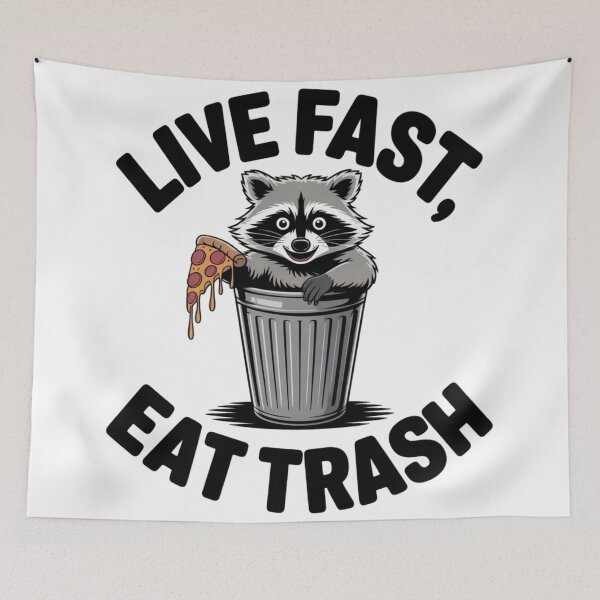 Item preview, Chaotic Raccoon Eating Pizza - Live Fast Eat Trash Funny Meme designed and sold by Mr-wow.