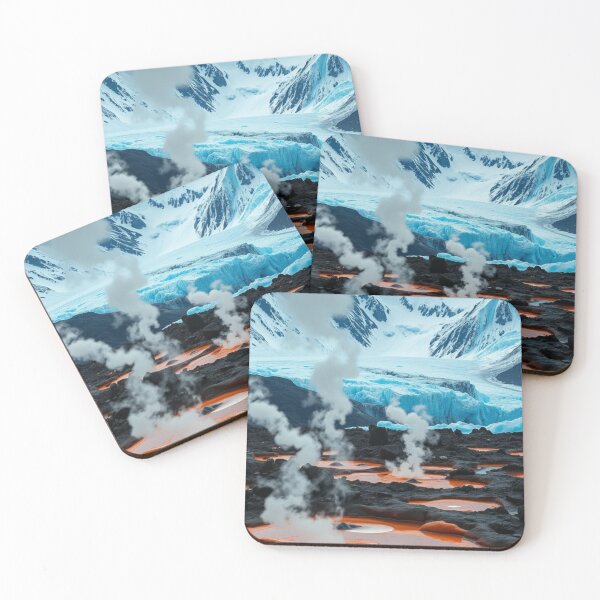 Item preview, Geothermal Vents Erupting Before Glacial Mountains designed and sold by Jade Ado.