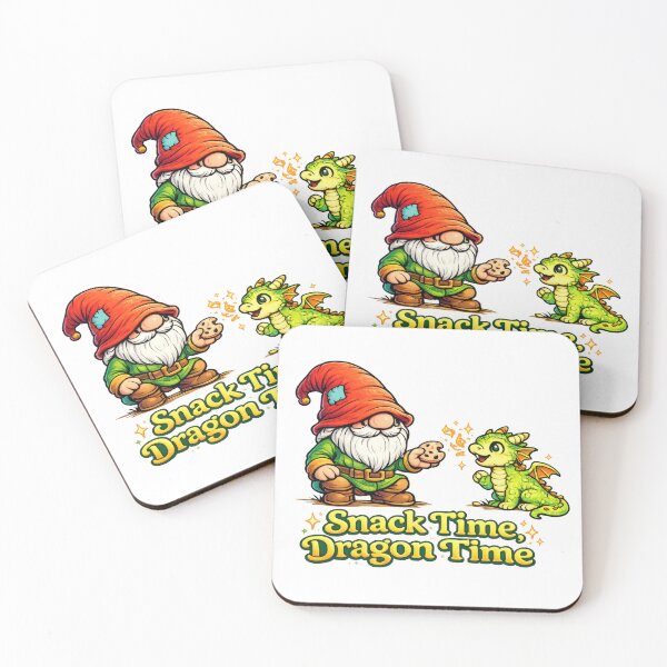Item preview, Snack Time Dragon Time Cute Gnome Feeding Baby Dragon Fantasy Illustration designed and sold by Moriarty's Digital Visions.