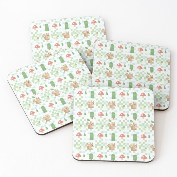 Item preview, Forest Pixel Pattern – Squirrels, Mushrooms & Trees designed and sold by Herzbaumatelier.