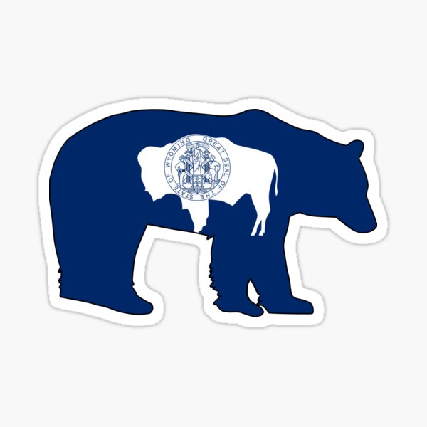 Wyoming Flag Bear Sticker