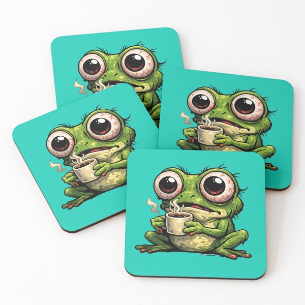 Item preview, Exhausted frog with coffee and cigarette designed and sold by FroggyOnly.