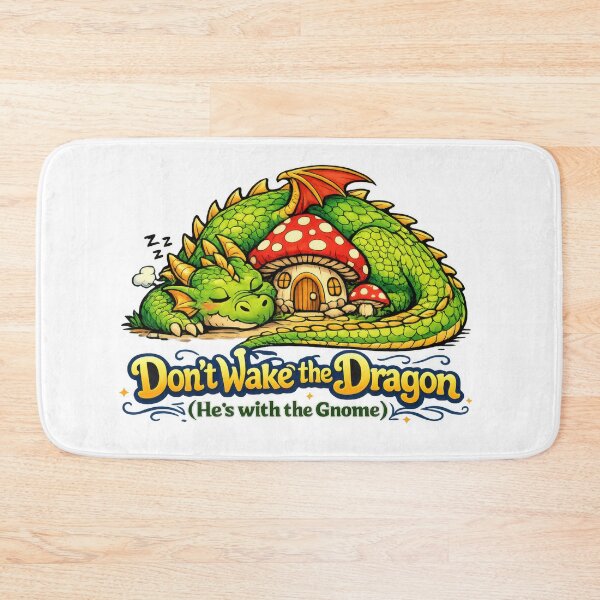 Item preview, Don't Wake the Dragon Cozy Fantasy Gnome Mushroom House Illustration designed and sold by Moriarty's Digital Visions.
