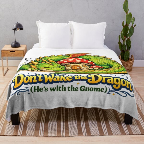 Item preview, Don't Wake the Dragon Cozy Fantasy Gnome Mushroom House Illustration designed and sold by Moriarty's Digital Visions.