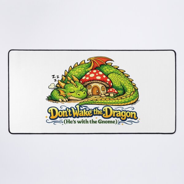 Item preview, Don't Wake the Dragon Cozy Fantasy Gnome Mushroom House Illustration designed and sold by Moriarty's Digital Visions.