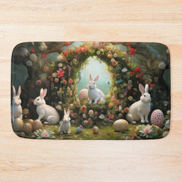 Item preview, White Easter bunnies in an enchanted forest: Aesthetic spring illustration designed and sold by Mauswohn.