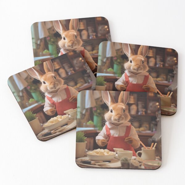Item preview, Easter bunny baking in the kitchen: Aesthetic spring illustration designed and sold by Mauswohn.
