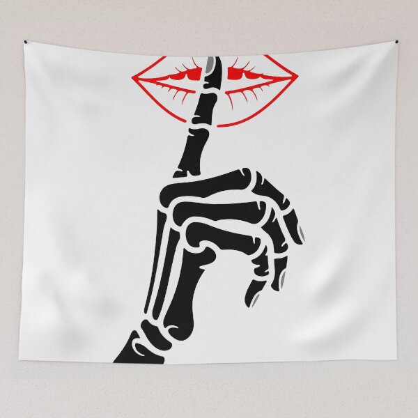 Item preview, Skeleton Finger Shh Lips Illustration designed and sold by NArtdesigns.