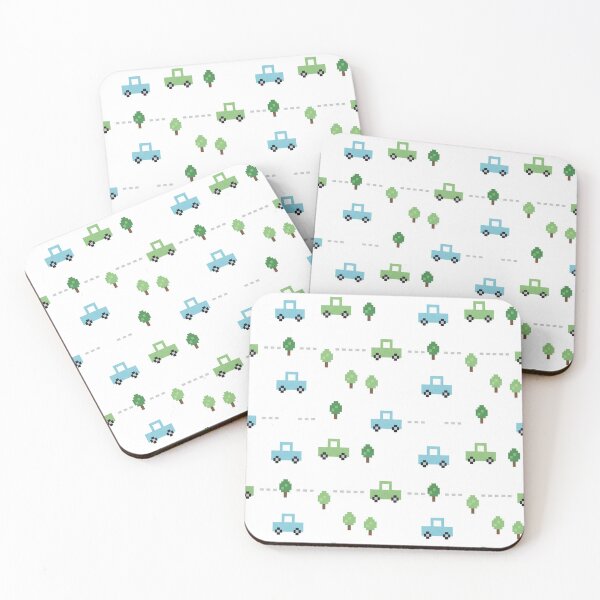 Item preview, Pixel Cars & Trees Pattern – Cute Retro Design designed and sold by Herzbaumatelier.