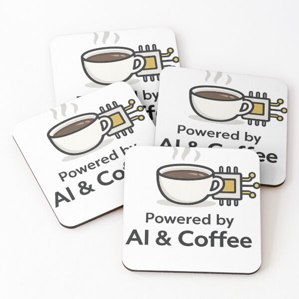 Artikelvorschau, Powered by AI & Coffee Shirt – Tech Humor Programmer Tee entworfen und verkauft von GaliciaCity.