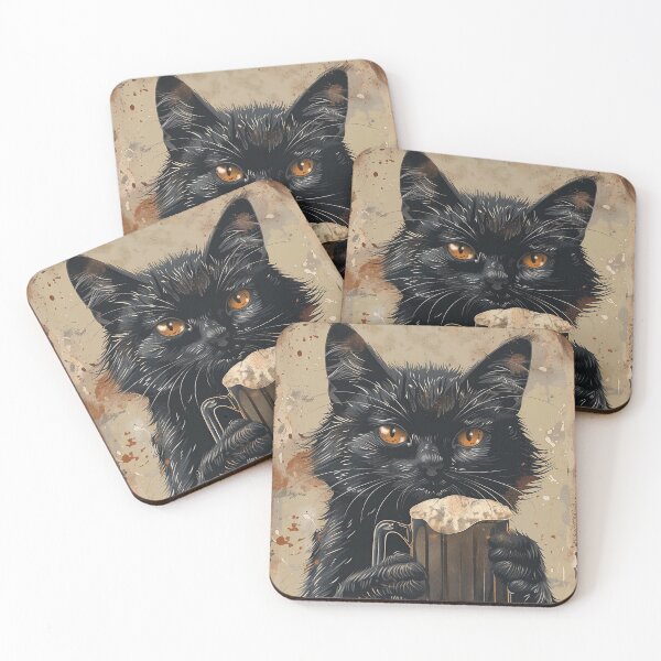 Item preview, Funny Black Cat with Beer Glass designed and sold by Erika Kaisersot.