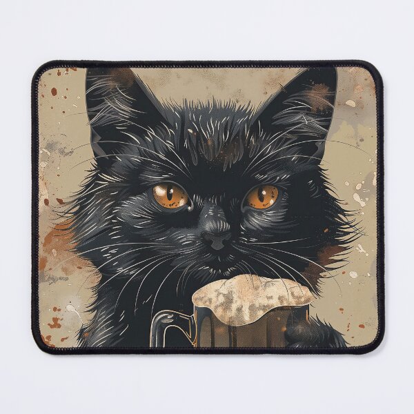 Item preview, Funny Black Cat with Beer Glass designed and sold by Erika Kaisersot.