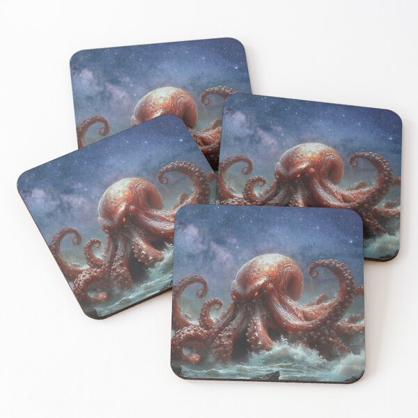 Item preview, Giant octopus in a sea of stars: Aesthetic ocean fantasy illustration designed and sold by Mauswohn.