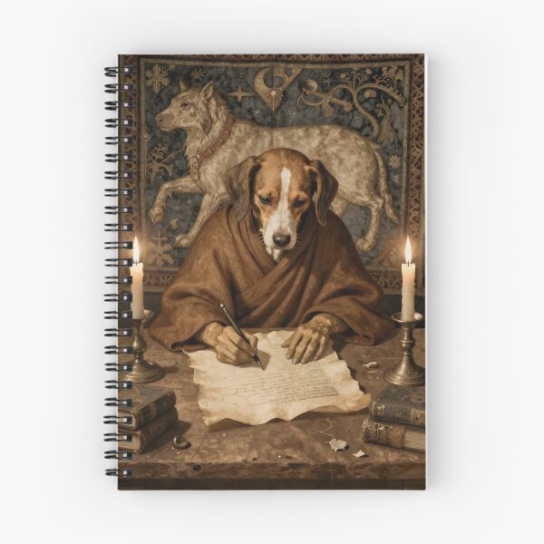 Item preview, Medieval Dog Monk Writing Calligraphy Art designed and sold by Zentavix.