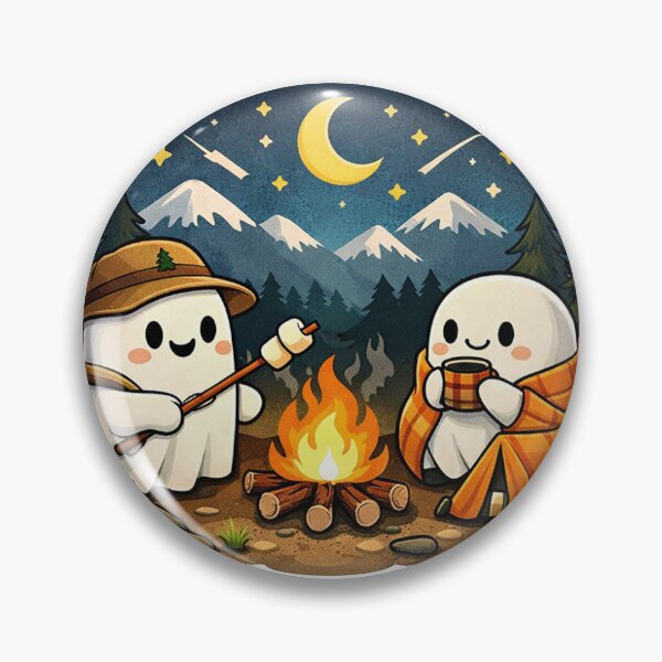 Item preview, Cute Camping Ghost Sticker – Kawaii Spooky Campfire Aesthetic Ghost Vinyl Sticker designed and sold by Humpty143.