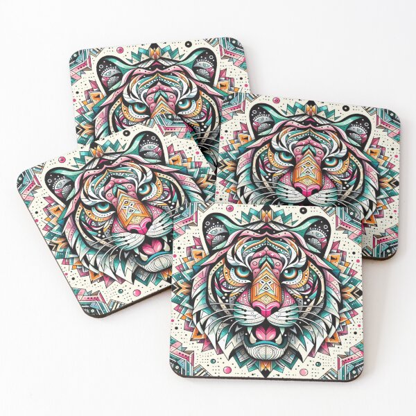 Item preview, Mystic Tiger – Geometric Psychedelic Emblem Design designed and sold by Dogandesighn.