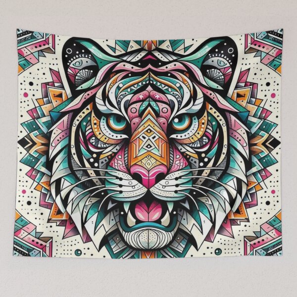 Item preview, Mystic Tiger – Geometric Psychedelic Emblem Design designed and sold by Dogandesighn.