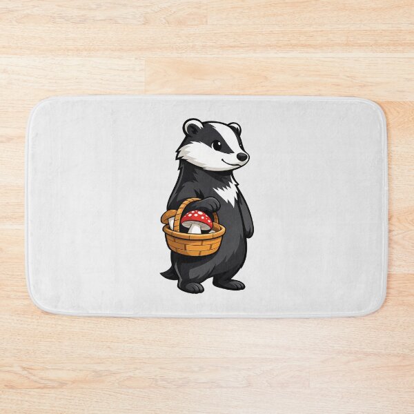 Item preview, Cute Badger Mushroom Forager with Basket designed and sold by Ombrya.
