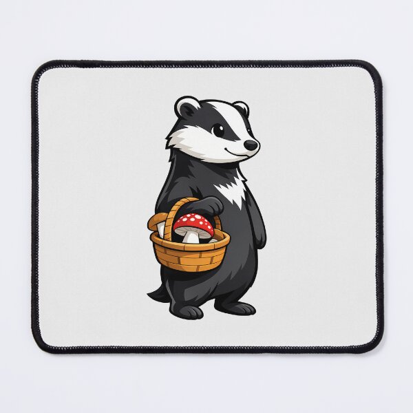 Item preview, Cute Badger Mushroom Forager with Basket designed and sold by Ombrya.