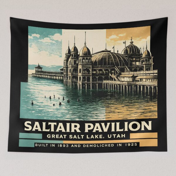 Item preview, Saltair Pavilion Utah - Destroyed By Fire 1925 | Risograph Duotone Print designed and sold by WAUZ.