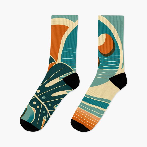 Item preview, Abstract Monstera Leaf Sunset Geometry designed and sold by InkSmithery.