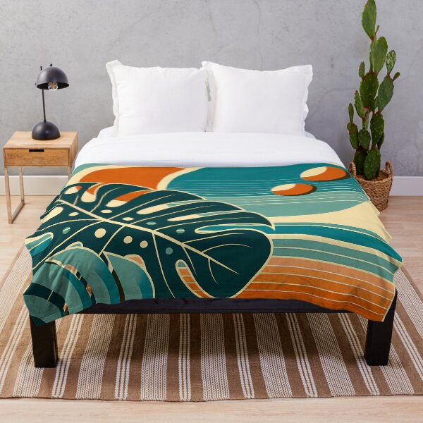 Item preview, Geometría abstracta de la puesta del sol con hojas de monstera designed and sold by InkSmithery.