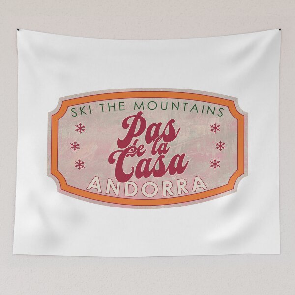 Item preview, Pas de la Casa, Andorra, Ski, textured skiing badge designed and sold by Wanderful-roads.