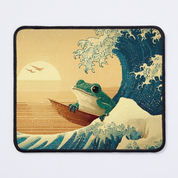 Item preview, Samurai Frog Surfing The Great Wave - Funny Japanese Ukiyo-e Frog Art designed and sold by De Aqui y de Alla Studio.