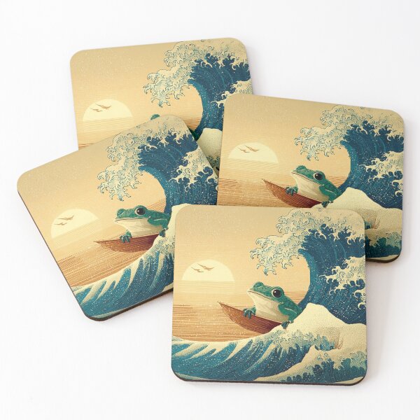 Item preview, Samurai Frog Surfing The Great Wave - Funny Japanese Ukiyo-e Frog Art designed and sold by De Aqui y de Alla Studio.