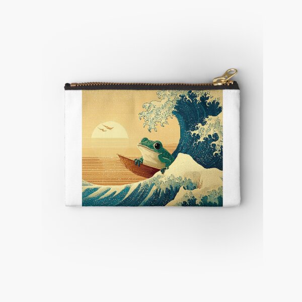 Item preview, Samurai Frog Surfing The Great Wave - Funny Japanese Ukiyo-e Frog Art designed and sold by De Aqui y de Alla Studio.