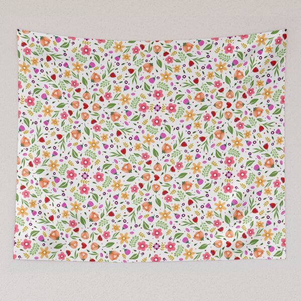 Item preview, Ditsy floral colourful toss on white background designed and sold by Nupura Kirloskar.